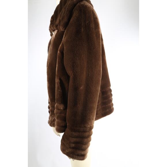 1 Madison Brown Faux Fur Short Coat Jacket Women’s Size Large L Winter Warm - Picture 5 of 10